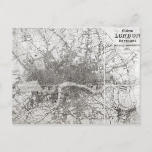 Cartão Postal Mapa da Londres Moderna e seus arredores, 1854