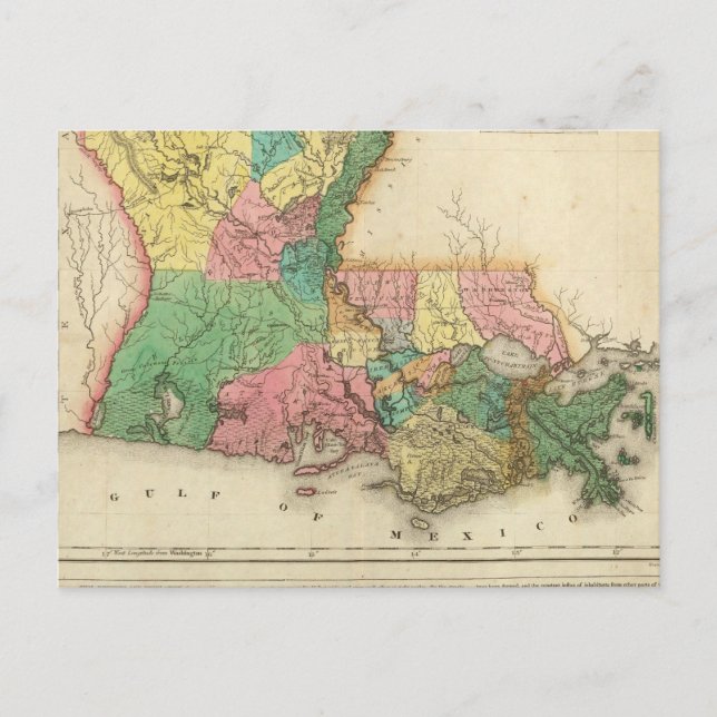 Cartão Postal Mapa Da Louisiana (Frente)
