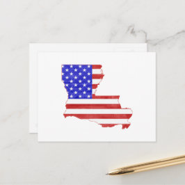 Cartão Postal Mapa da Louisiana modelou bandeira Patriótica Amer