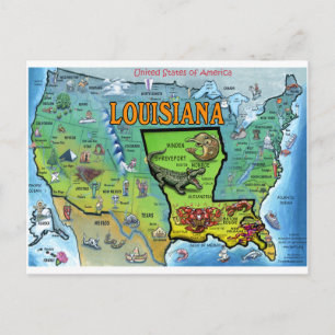 Cartão Postal Mapa da Louisiana USA