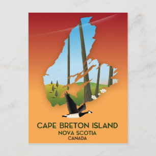 Cartão Postal Mapa da Nova Ilha de Cape Breton Scotia Canadá