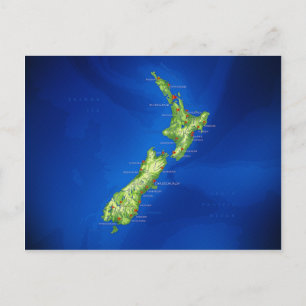 Cartão Postal Mapa da Nova Zelândia