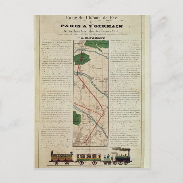 Cartão Postal Mapa da Paris para a Rua. (Frente)