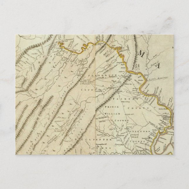 Cartão Postal Mapa da parte mais habitada da Virgínia, NJ. PA (Frente)