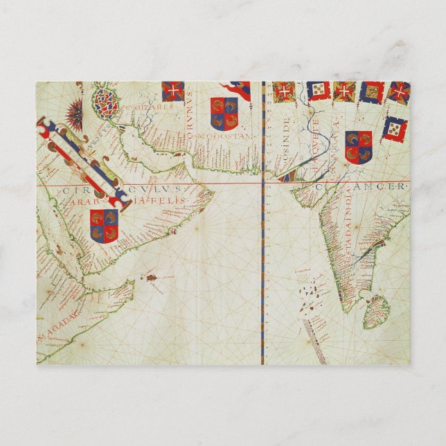 Cartão Postal Mapa da Pérsia, da Arábia e da Índia (Frente)