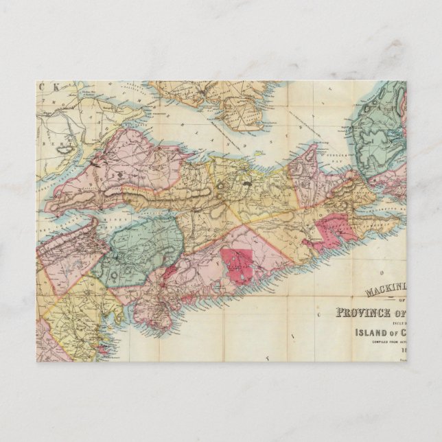 Cartão Postal Mapa da Província da Nova Escócia 2 de Mackinlay (Frente)