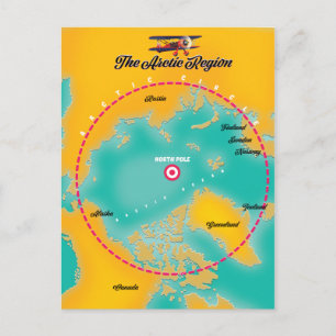 Cartão Postal Mapa da região ártica polo norte