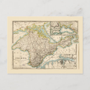 Cartão Postal Mapa da Região de Sebastopol na Crimeia (Ucrânia),