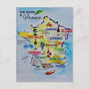 Cartão Postal Mapa da Região Vinícola Francesa