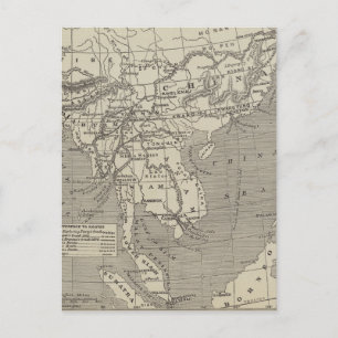 Cartão Postal Mapa da rota proposta da Birmânia para a China