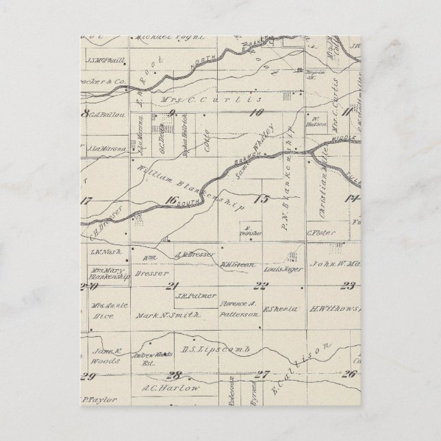 Cartão Postal Mapa da Seção do Condado de Tulare T21S R25E (Frente)