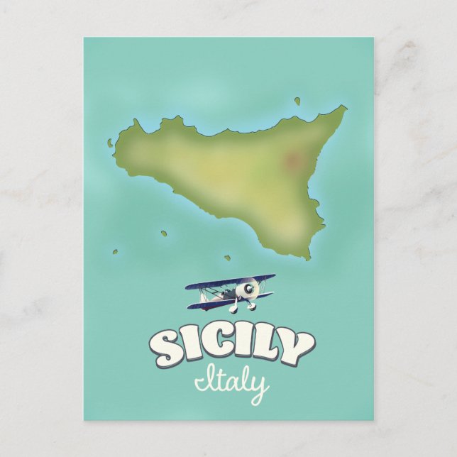 Cartão Postal Mapa da Sicília Itália estilo vintage (Frente)