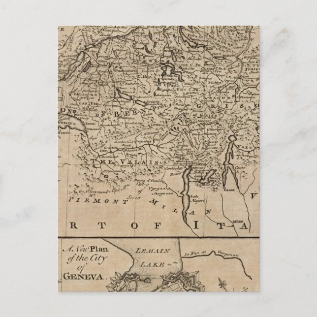 Cartão Postal Mapa da Suiça (Frente)