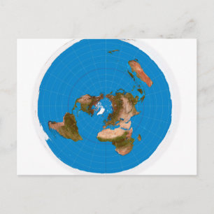 Cartão Postal Mapa da Terra Plana - Projeção Equidistante Azim