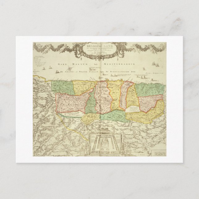 Cartão Postal Mapa da Terra Santa, pub. de Jan Barend Elwe, Ams (Frente)