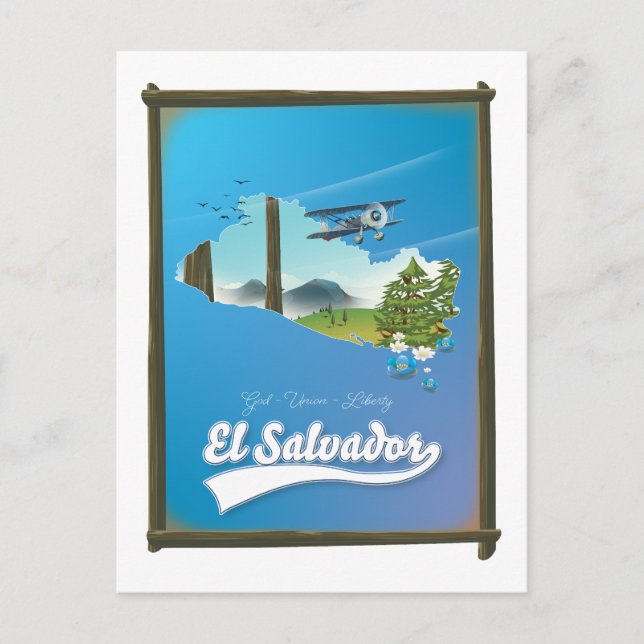 Cartão Postal Mapa da Viagem de El Salvador (Frente)