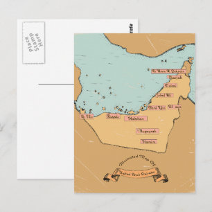 Cartão Postal Mapa da Viagens vintage do Bahrein