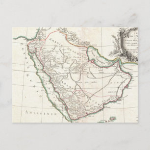 Cartão Postal Mapa da Vintage da Arábia Saudita (1771)