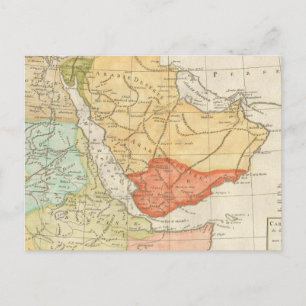 Cartão Postal Mapa da Vintage da Arábia Saudita (1780)