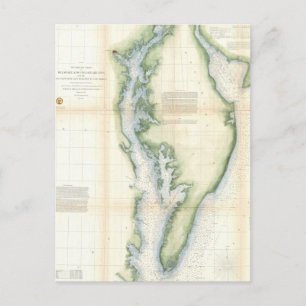 Cartão Postal Mapa da Vintage da Baía de Chesapeake