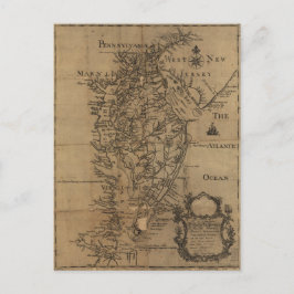 Cartão Postal Mapa da Vintage da Baía de Chesapeake (1778)