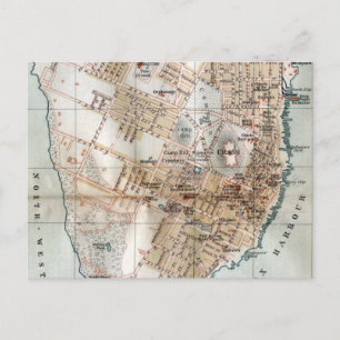 Cartão Postal Mapa da Vintage da Nova Escócia de Halifax (1890)