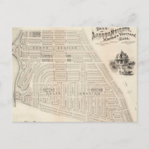 Cartão Postal Mapa da Vintage da Vinha de Marthas (1873)