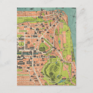 Cartão Postal Mapa da Vintage de Edimburgo, Escócia (1935)