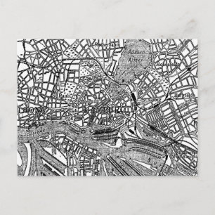 Cartão Postal Mapa da Vintage de Hamburgo Alemanha (1911)