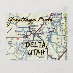 Cartão Postal Mapa da Vintage Delta Utah