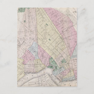 Cartão Postal Mapa da Vintage do Brooklyn (1873)
