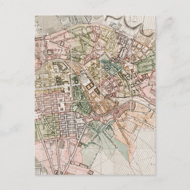 Cartão Postal Mapa da Vintage em Berlim (1811) (Frente)