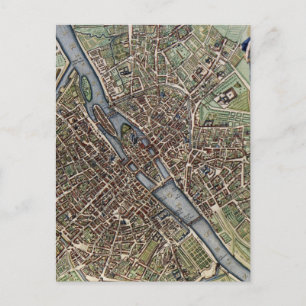 Cartão Postal Mapa da Vintage em Paris (1657)