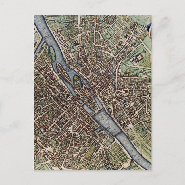 Cartão Postal Mapa da Vintage em Paris (1657) (Frente)