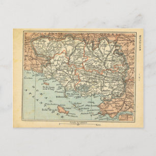 Cartão Postal Mapa da Vintage France Morbihan