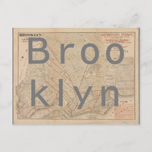 Cartão Postal Mapa da Vintage no Brooklyn