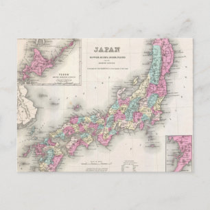 Cartão Postal Mapa da Vintage no Japão (1855)