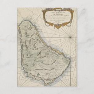 Cartão Postal Mapa da Vintagem de Barbados (1758)
