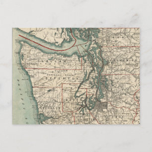 Cartão Postal Mapa da Vintagem do Puget Sound (1910)