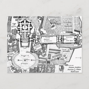 Cartão Postal Mapa da Vintagem do Vaticano (1914)