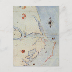Cartão Postal Mapa da Virgínia de Raleigh