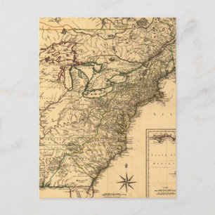 Cartão Postal Mapa das Colônias Americanas Vintage 1777 por Phe