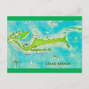 Cartão Postal Mapa das Grandes Bahamas