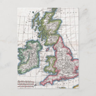 Cartão Postal Mapa das Ilhas Britânicas (1780)