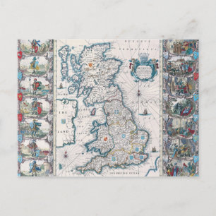 Cartão Postal Mapa das Ilhas Britânicas 2