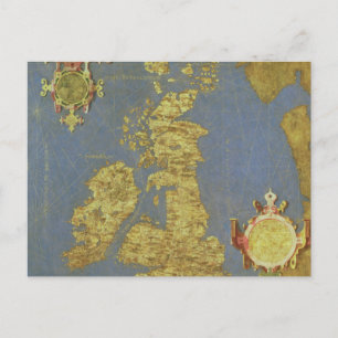 Cartão Postal Mapa das Ilhas Britânicas do século XVI