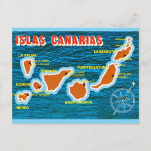 Cartão Postal Mapa das Ilhas Canárias
