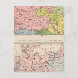 Cartão Postal Mapa das línguas e religiões na Alemanha