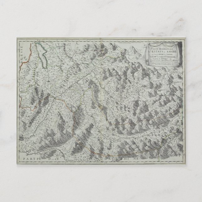 Cartão Postal Mapa das montanhas (Frente)