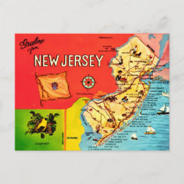 Cartão Postal Mapa das Praias de Nova Jersey